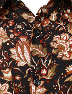 Men's Vintage Floral Cotton Breathable Retro Flower Button Long Sleeve Dress Shirt