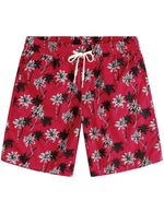 Men's Red Palm Tree Summer Casual Hawaiian Beach Matching Shirt and Shorts Set