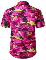 Men's Tropical Island Cruise Vacation Purple Hawaiian Button Up Short Sleeve Shirt
