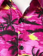 Men's Tropical Island Cruise Vacation Purple Hawaiian Button Up Short Sleeve Shirt