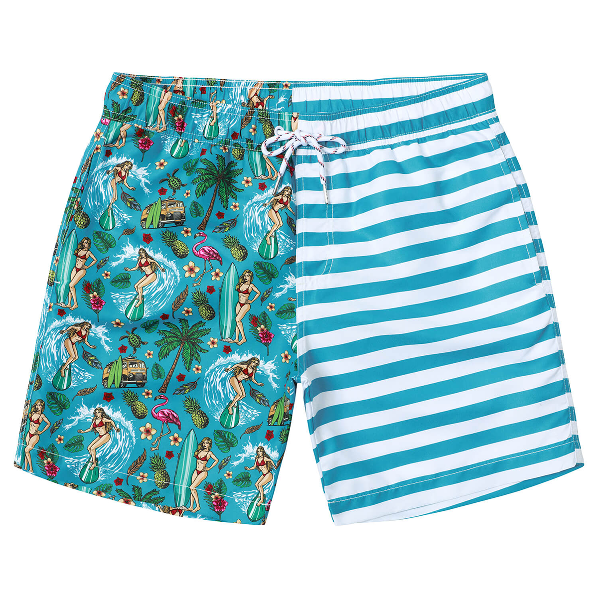 Men's Funny Print Striped Summer Quick Dry Swimming Trunks