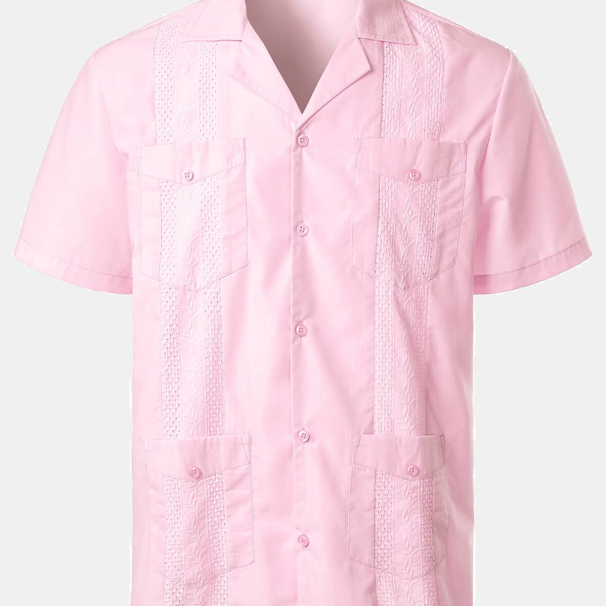 Camisa de playa con botones de manga corta de Guayabera cubana con bordado fresco de verano para hombre