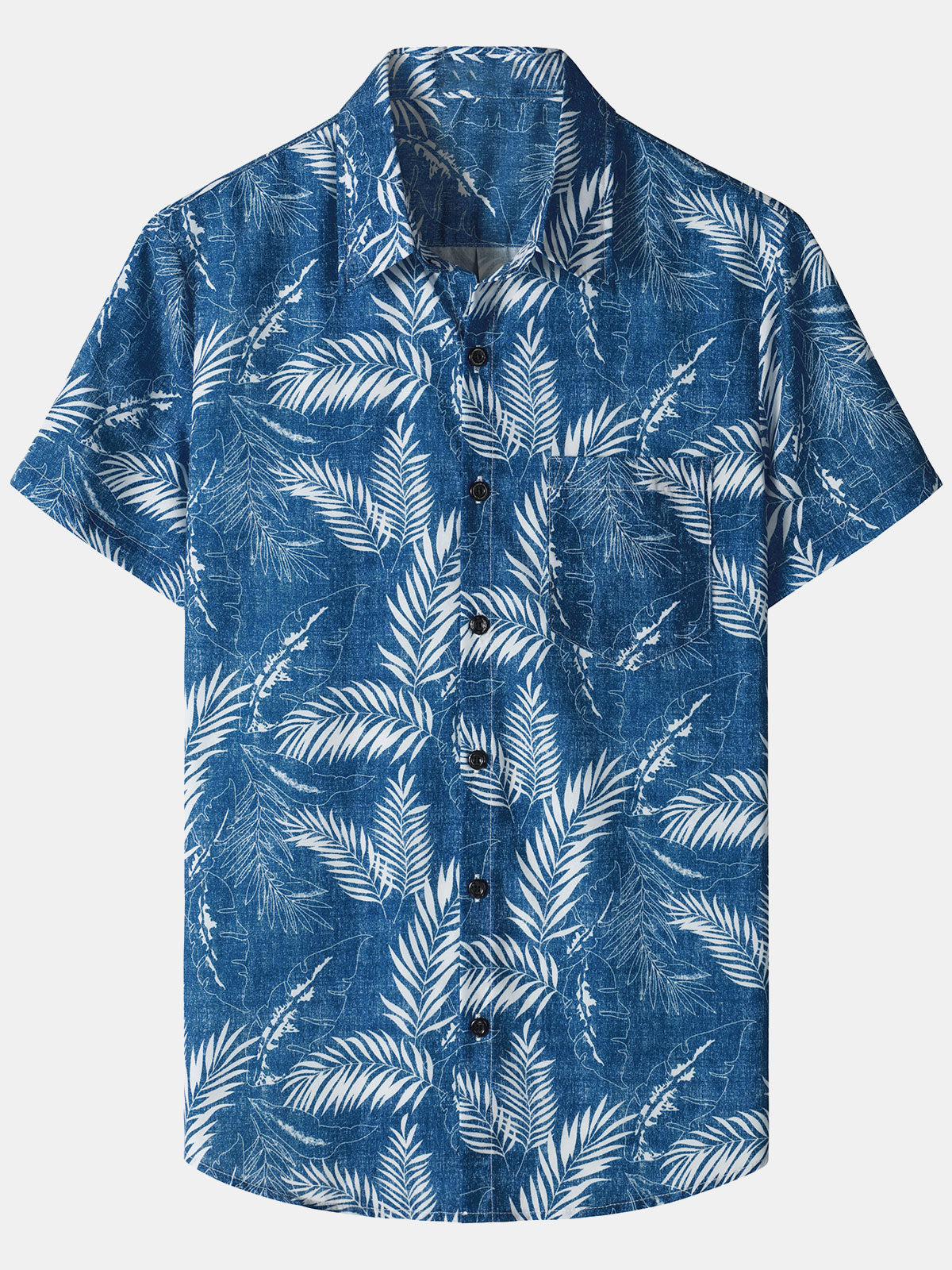 Men‘s Tropical Print Hawaiian Pocket Casual Short Sleeve Shirts