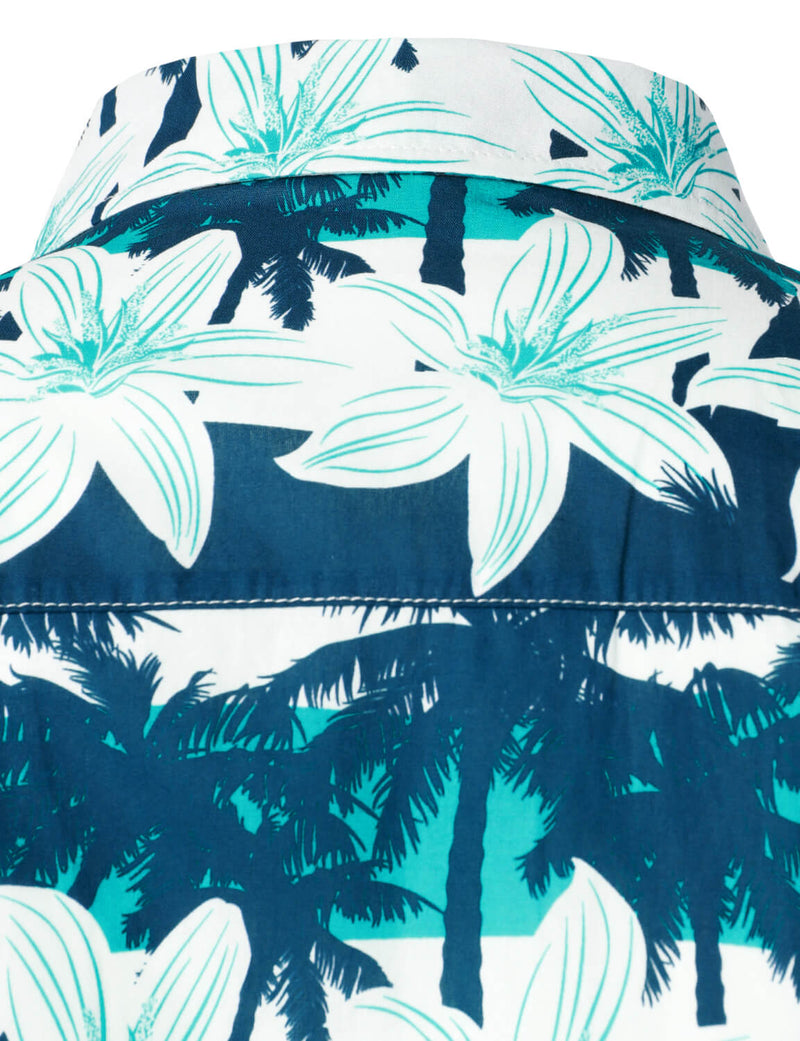 Men's Hawaiian Short Sleeve Cool Cotton Flower Summer Beach Holiday Floral Casual Button Up Shirt