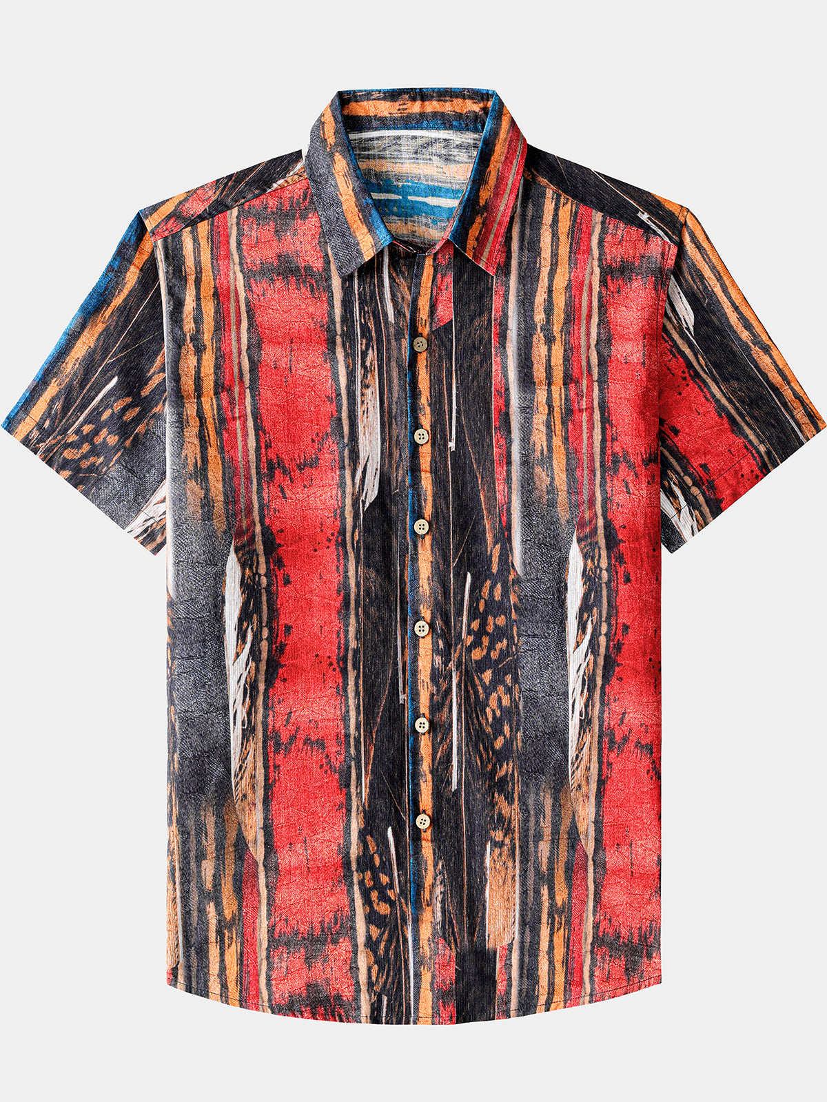 Men’s Vintage Abstract Textured Cotton Cool Comfort Beach Party Holiday Short Sleeve Shirt