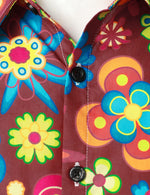 Men's Floral Cotton Party Flower Disco Button Up Long Sleeve Shirt