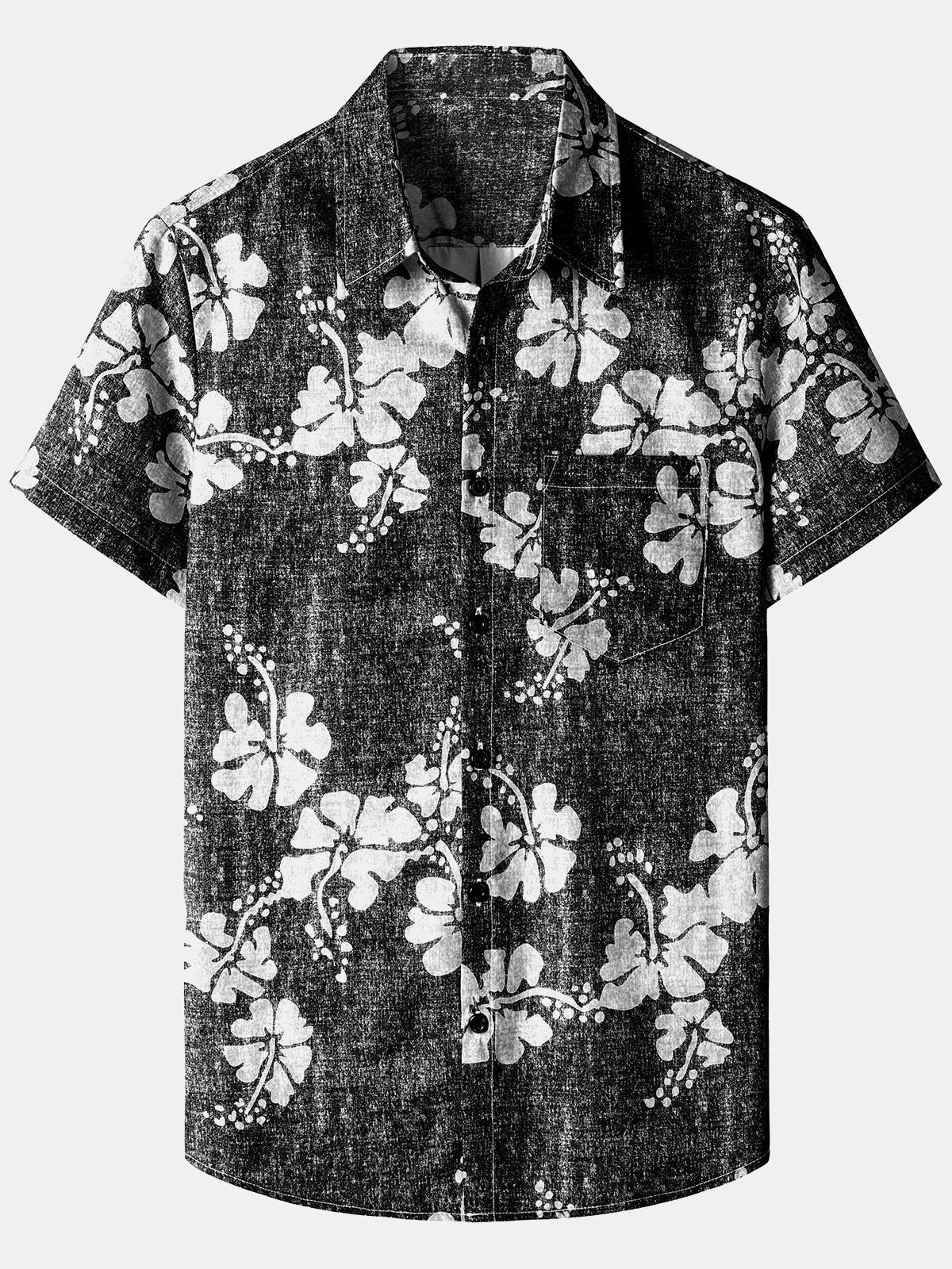 Men‘s Floral Print Hawaiian Pocket Casual Aloha Shirts