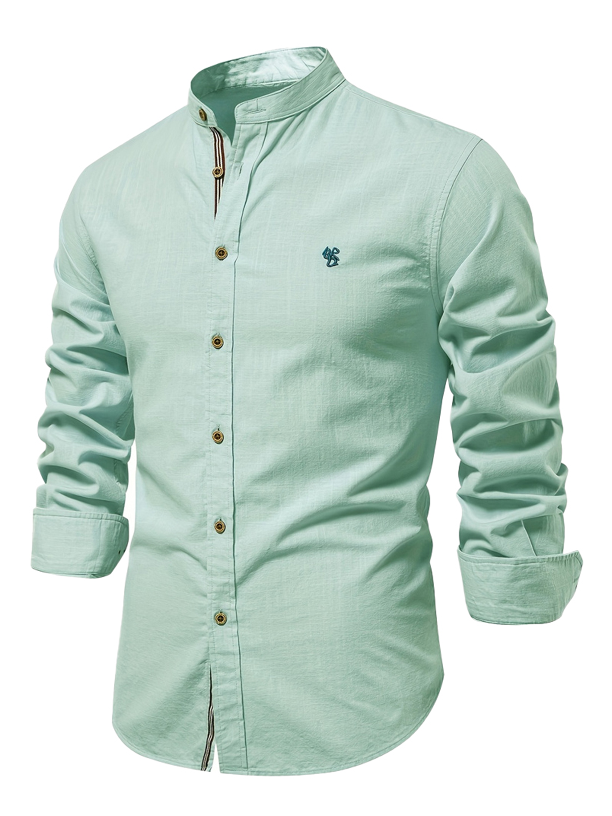 Men's Solid Color 100% Cotton Button Up Long Sleeve Shirt