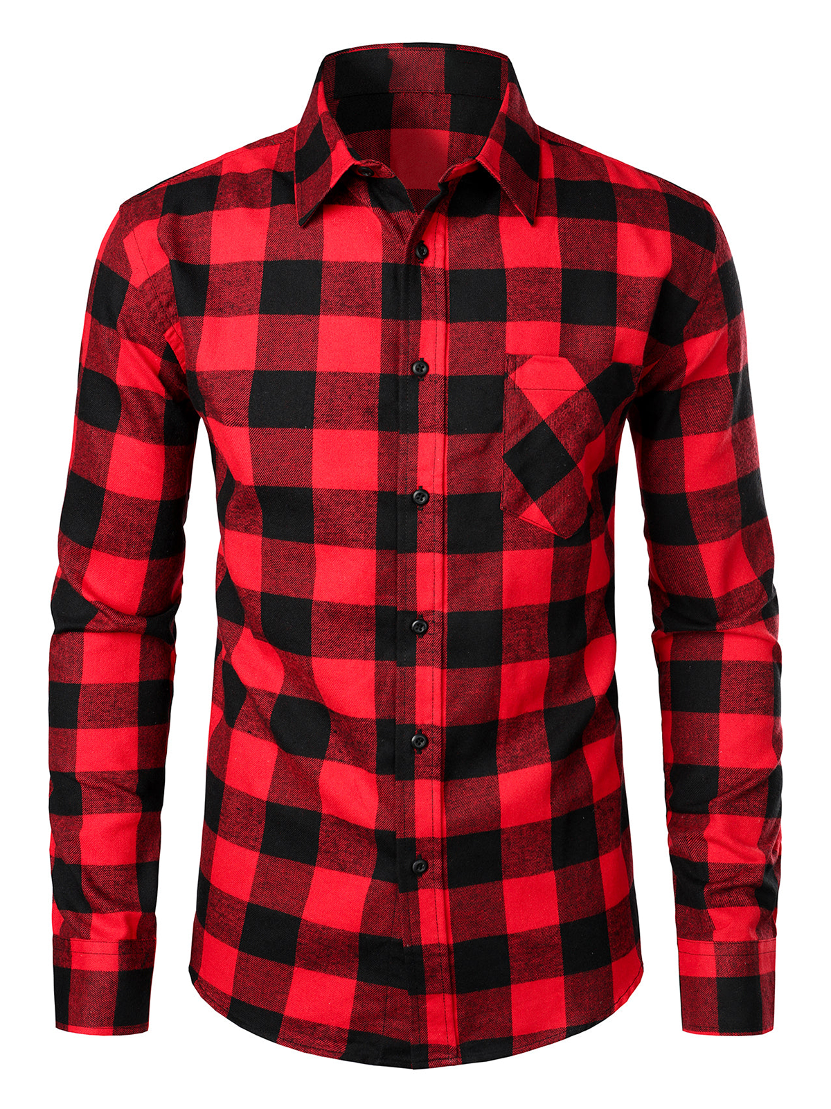 Men's Button Up Regular Fit Long Sleeve Plaid Flannel Casual Shirt