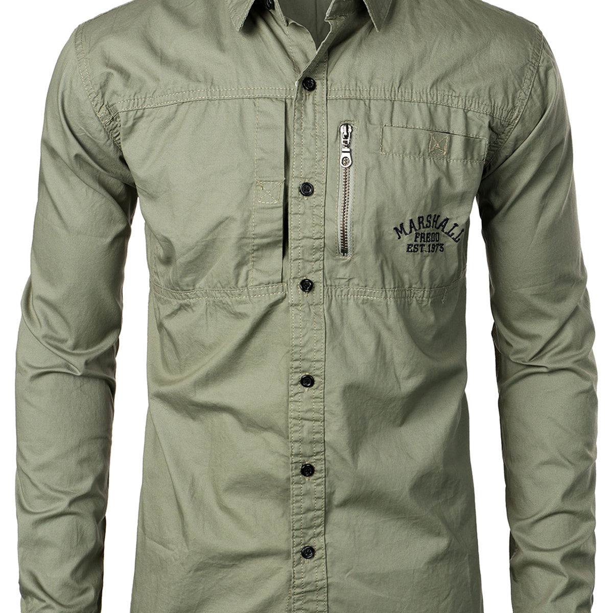 Men's Military Outdoor Leisure Lapel Cotton Long Sleeve Shirt