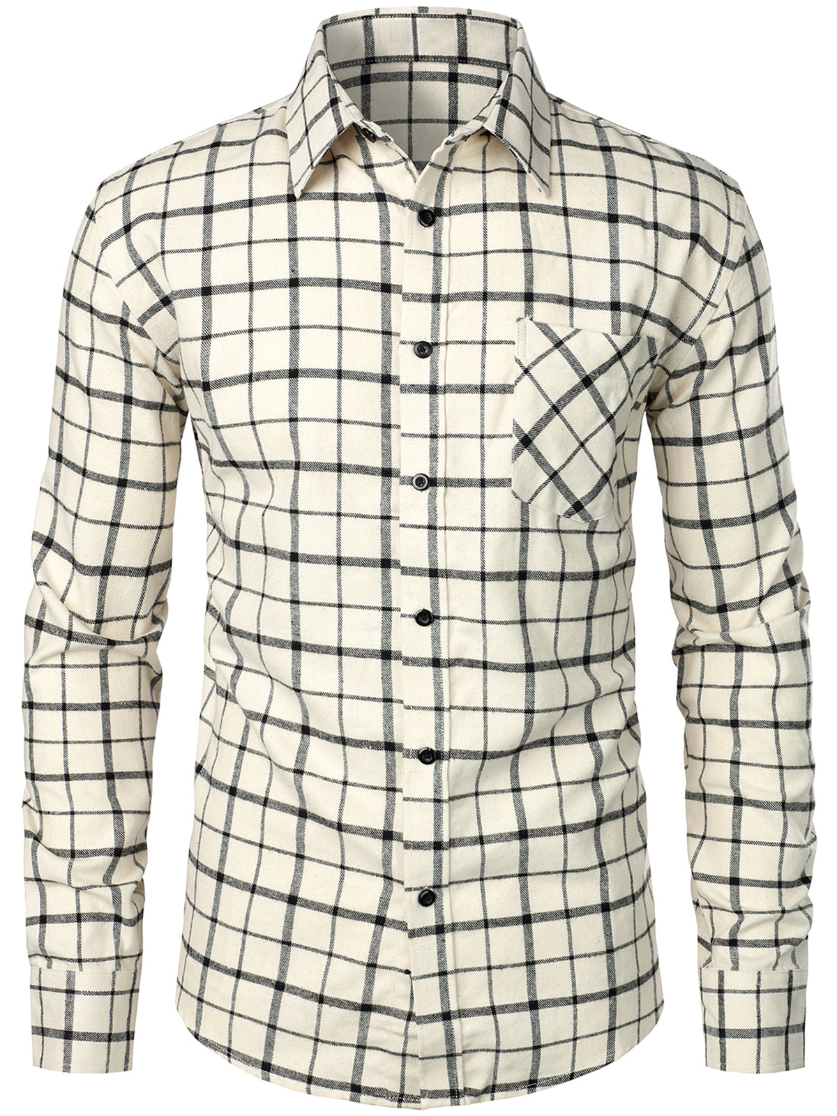 Men's Button Up Regular Fit Long Sleeve Plaid Flannel Casual Shirts
