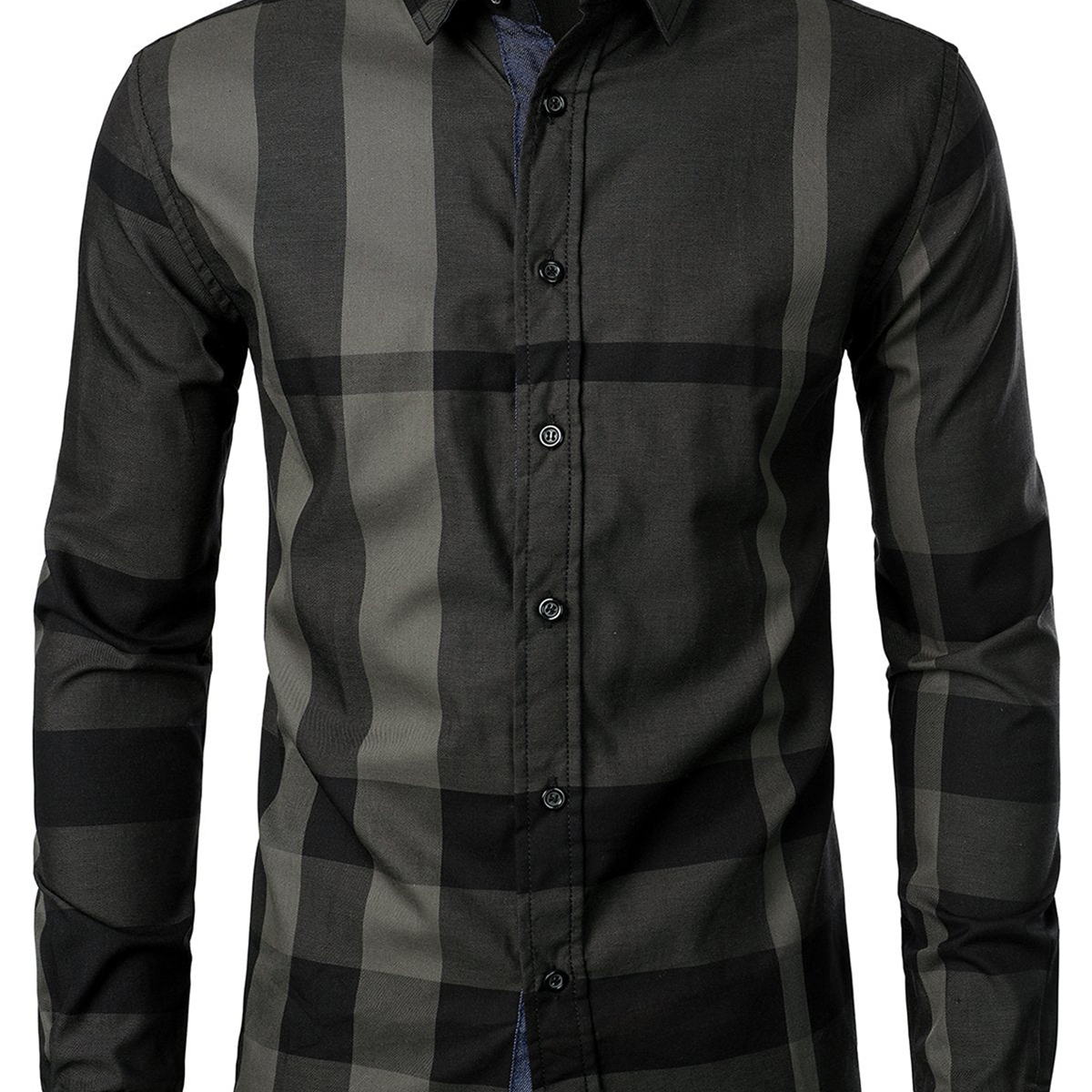 Men's Cotton Plaid Long Sleeve Button Up Checked Regular fit Shirt