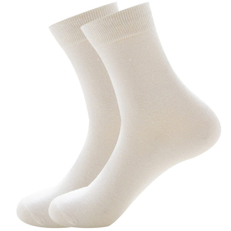 Men's Breathable Casual White Cotton Socks