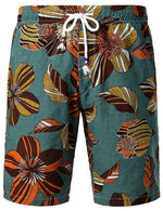 Men's Green Flower Tropical Hawaiian Shirt & Shorts Set
