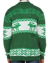 Men's Christmas Elk Reindeer Print Button Up Long Sleeve Jumper Lapel Cardigan Sweater