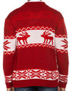 Men's Christmas Elk Reindeer Print Button Up Long Sleeve Jumper Lapel Cardigan Sweater