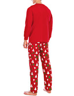 Men's Christmas Tree Print Holiday Red Xmas Pajama Loungewear Set