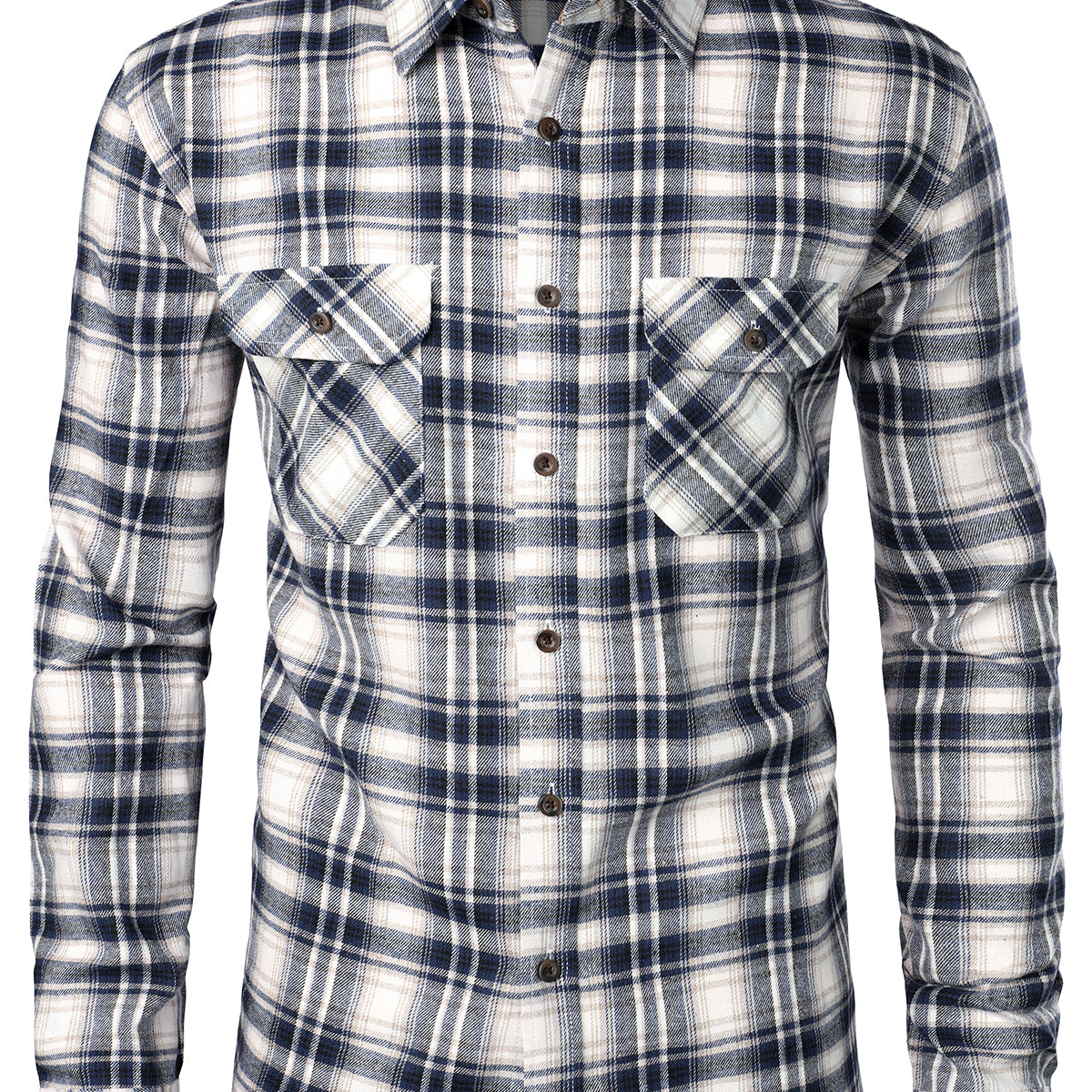 Men's Button Up Regular Fit Long Sleeve Plaid Flannel Casual Shirt