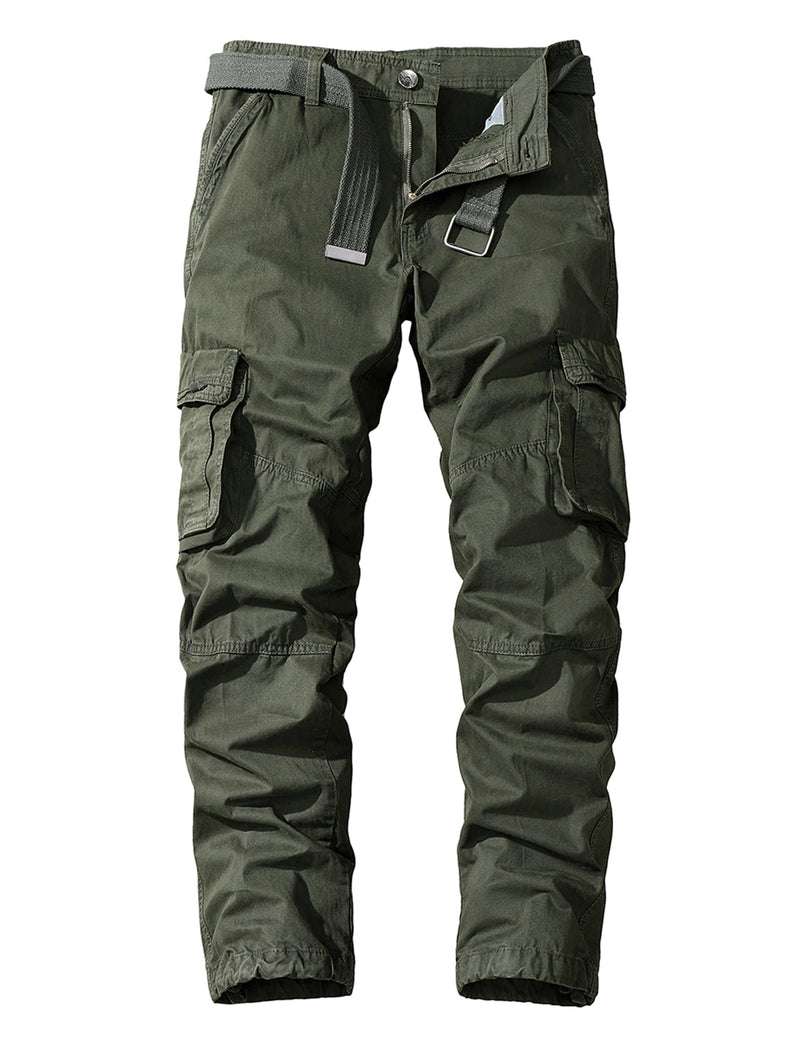 Men's Solid Color Casual Pocket Outdoor Breathable Cotton Cargo Pants