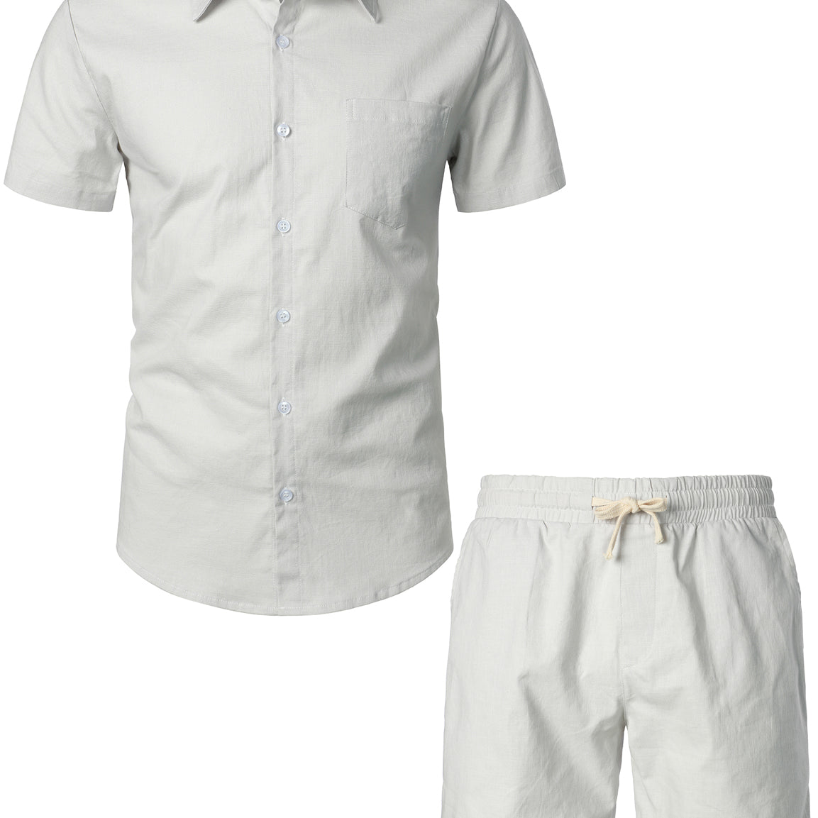 Men's Cotton Matching Pocket Shirt & Shorts Set