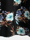 Men's Flower Print Cotton Hawaiian Short Sleeve Shirt