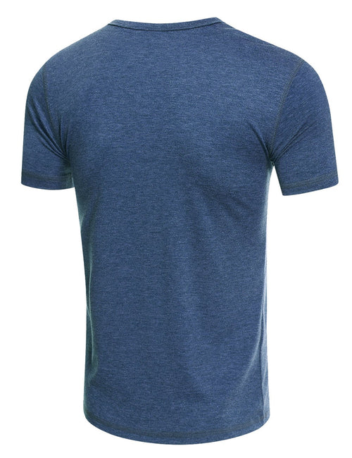 T-shirt Henley décontracté à manches courtes de couleur unie pour hommes