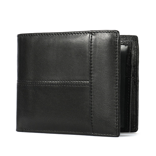 Men's RFID Anti theft Genuine Leather Short Multi-card Slots Wallet