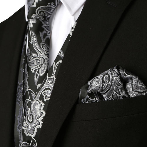 Ensemble de mouchoirs carrés pour homme Paisley Vest Necktie Pocket pour costume ou smoking