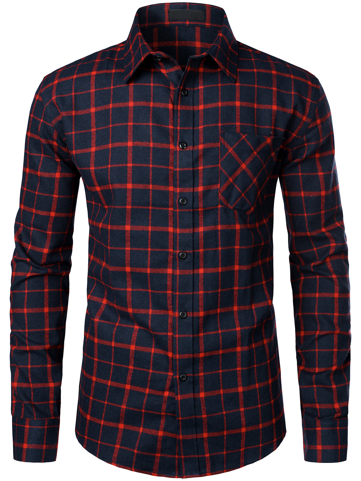 Men's Button Up Regular Fit Long Sleeve Plaid Flannel Casual Shirts