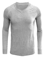 Men's Solid Color V Neck Jumper Casual Long Sleeve Sweater