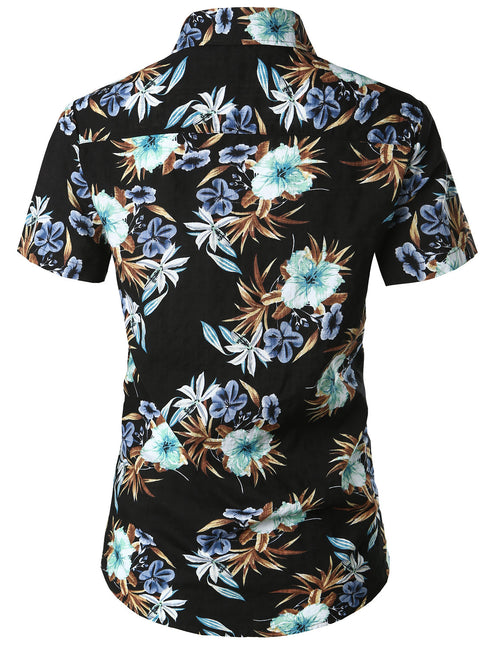 Women's Floral Print Cotton Hawaiian Short Sleeve Shirt