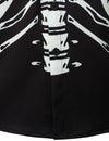 Men's Skeleton Skull Graphic Costume Art Black Halloween Party Themed Button Up Short Sleeve Shirt