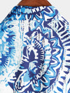 Men's Vintage Floral Print Short Sleeve Button Up Bohemian Summer Blue Hawaiian Short Sleeve Shirt