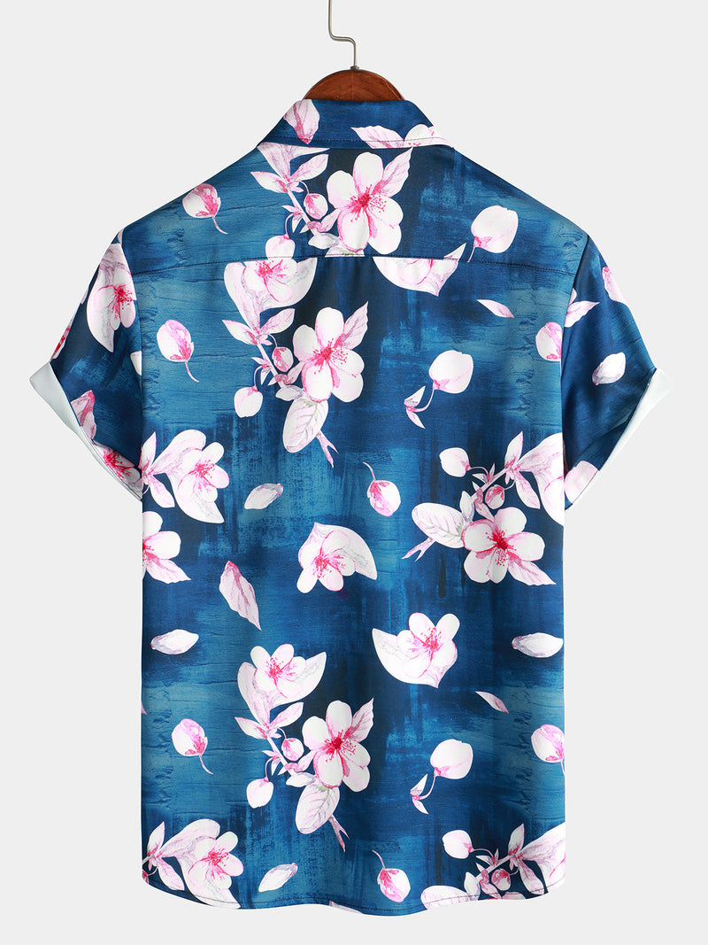 Bundle Of 4 | Men's Floral Print Casual Lapel Short Sleeve Resort Summer Shirts