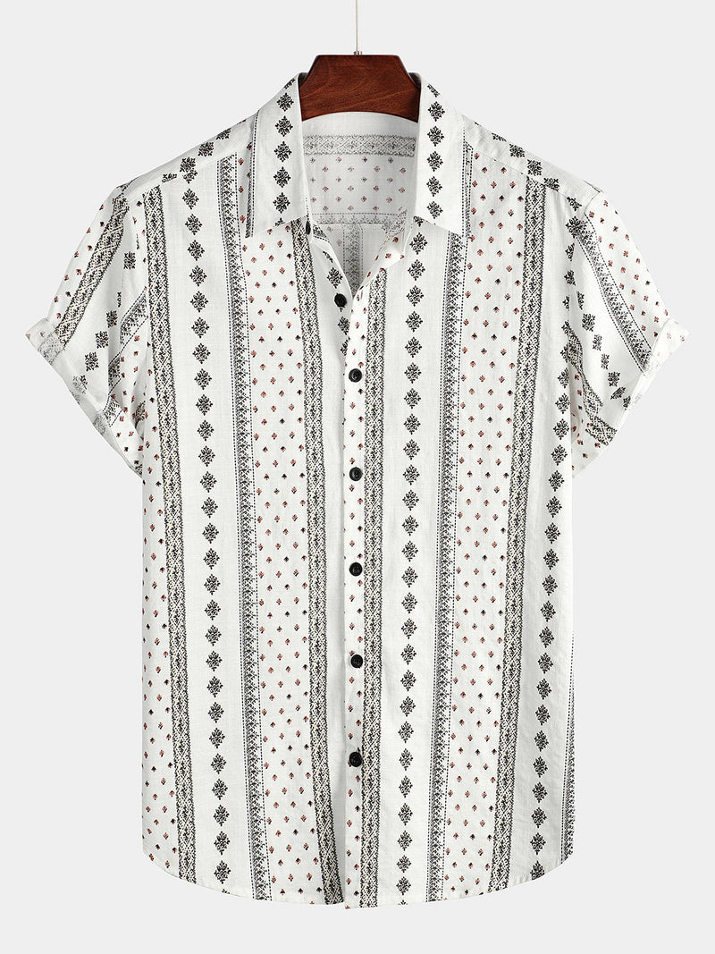 Bundle Of 2 | Men's Cotton 70s Leisure Vintage Short Sleeve Shirt