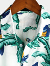 Men' Parrot Print Short Sleeve Pocket Cotton Shirt