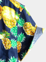 Men's Pineapple Print Holiday Cotton Pocket Shirt