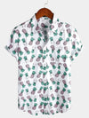 Men's Pineapple Print Hawaiian Cotton Pocket Shirt