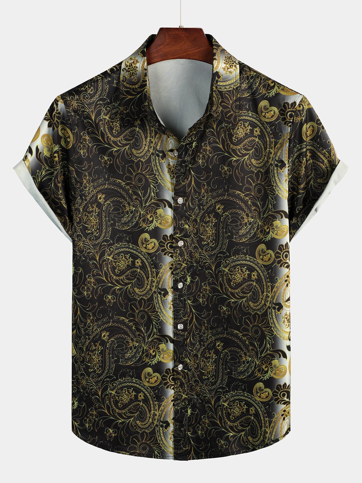 Men's Vintage Paisley Short Sleeve Casual Shirt