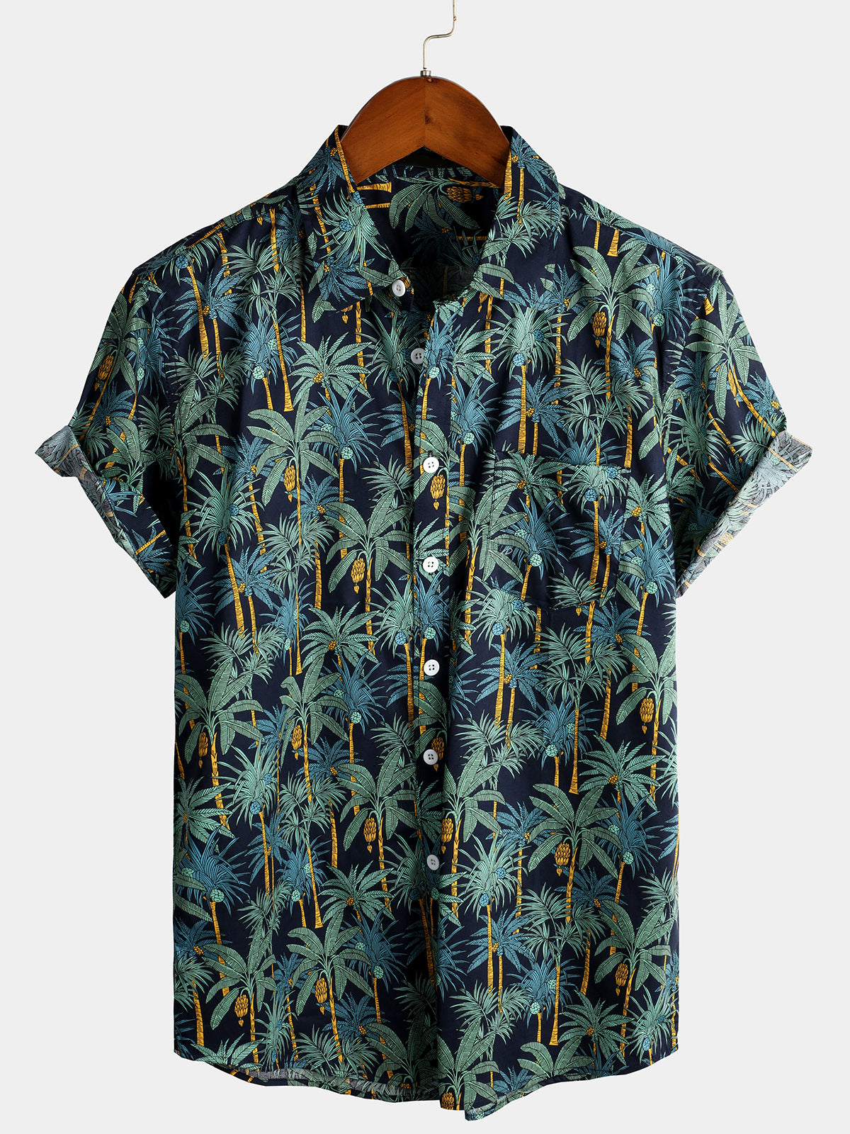 Men's Casual Hawaiian Short Sleeve Cotton Shirt