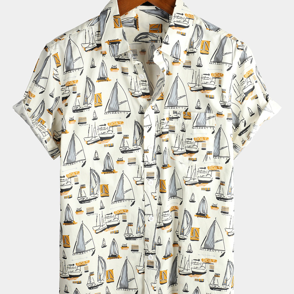 Men's Casual Holiday Cotton Pocket Short Sleeve Shirt