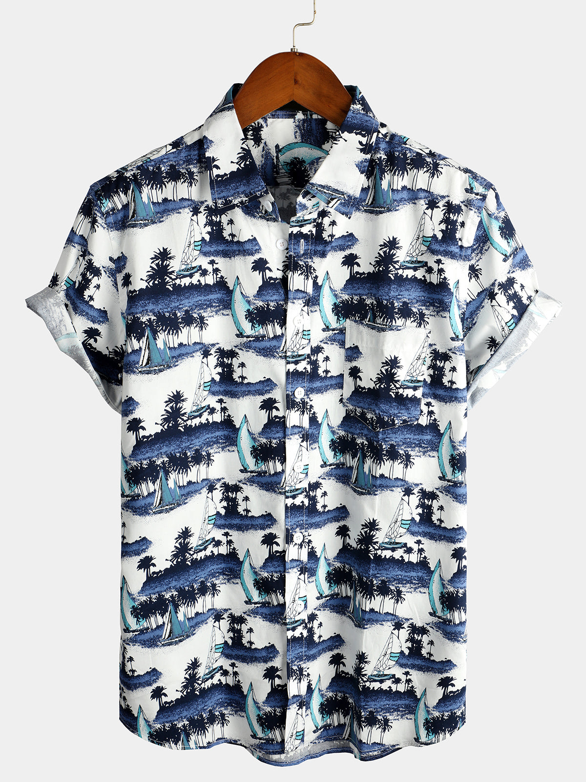 Men's Casual Hawaiian Pocket Short Sleeve Shirt