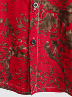 Men's Vintage Retro Print Cotton Tribal Pocket Red Button Short Sleeve Shirt