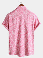 Bundle Of 2 | Men's Cotton Floral Holiday Flower Print Button Up Beach Hawaiian Short Sleeve Shirts