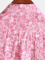 Bundle Of 2 | Men's Cotton Floral Holiday Flower Print Button Up Beach Hawaiian Short Sleeve Shirts