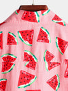 Men's Pink Watermelon Print Short Sleeve Shirt