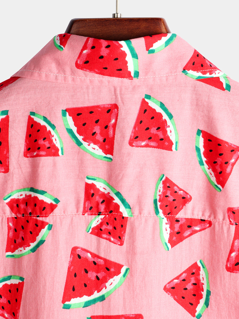 Men's Watermelon Print Short Sleeve Shirt