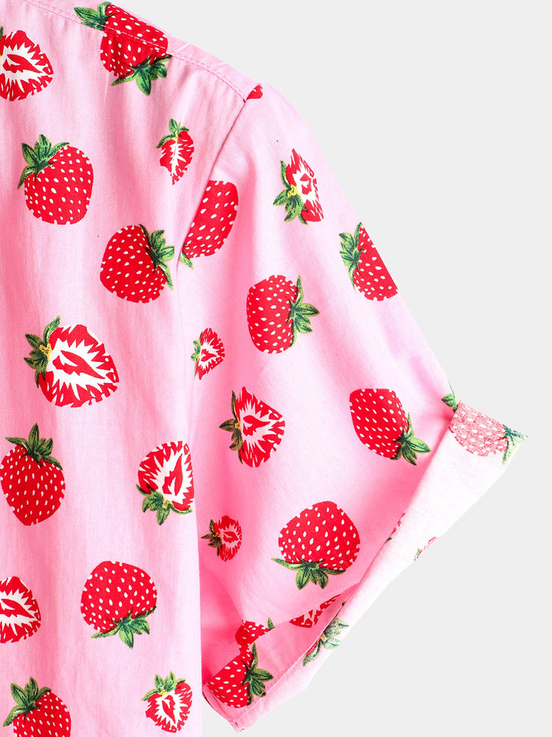 Men's Strawberry Print Short Sleeve Shirt