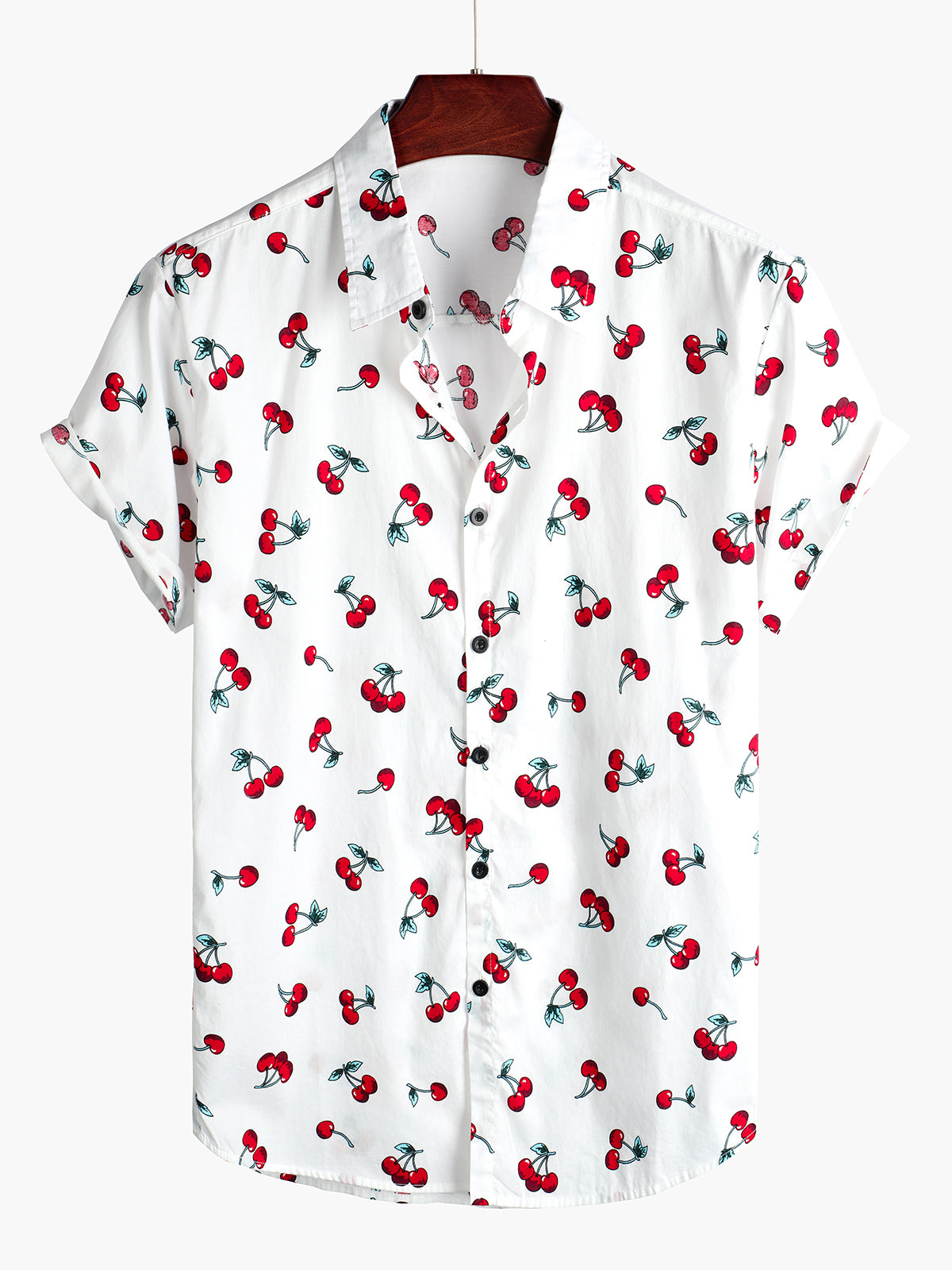 Men's Cherry Print Short Sleeve Shirt
