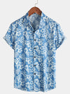 Bundle Of 2 | Men's Blue Tropical Floral Cotton Short Sleeve Aloha Resort Beach Shirts